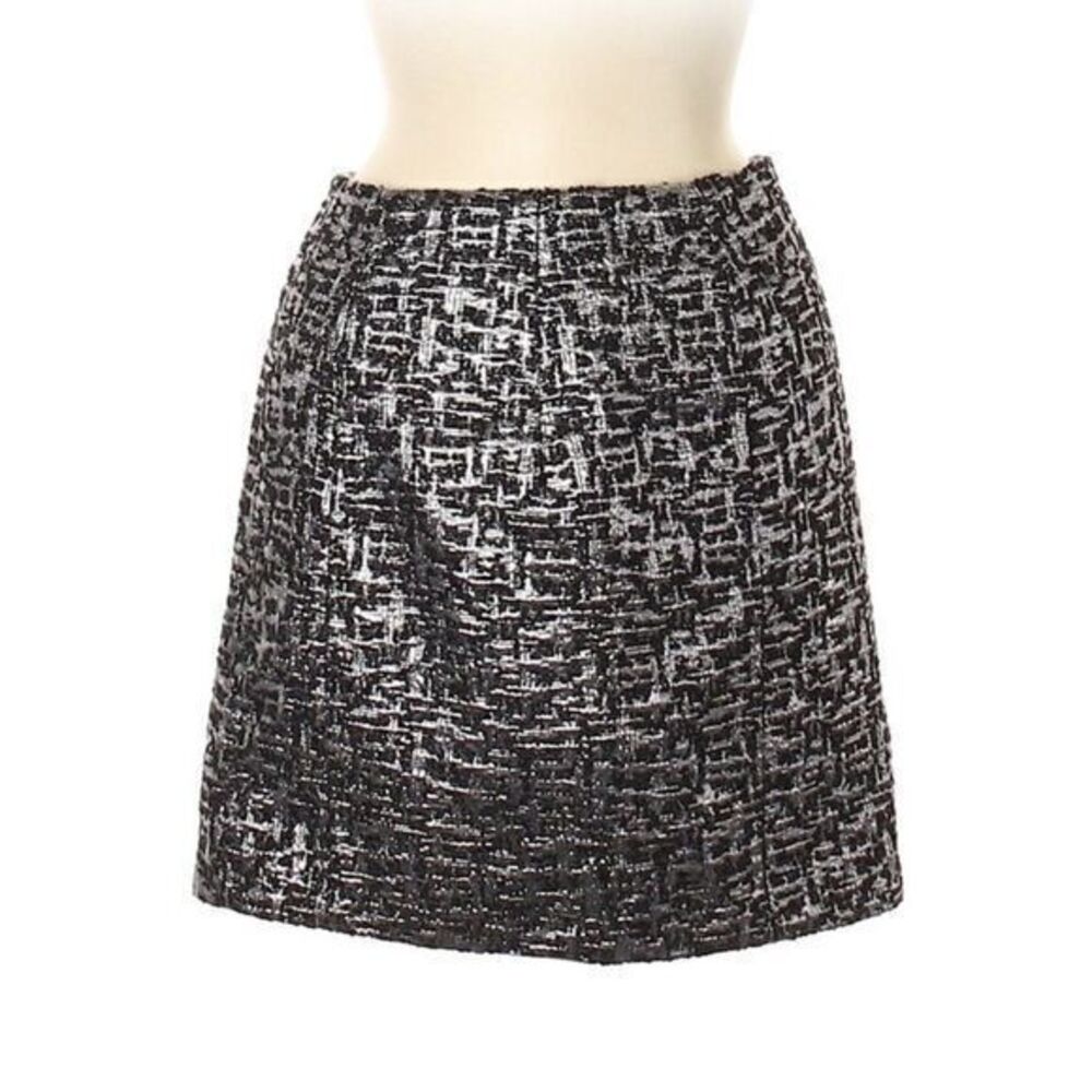 BENSONI Silver Black Metallic Wool Skirt SIZE US 8